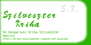 szilveszter kriha business card